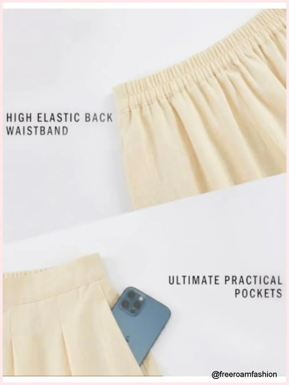 High Waist Pleated Midi Skirt with Pockets A-Line Flared Work Skirt